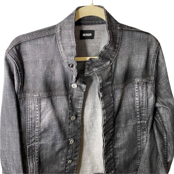 Hudson Jeans Moto Oversized Jacket Grey Black Denim Size Small - Picture 12 of 16